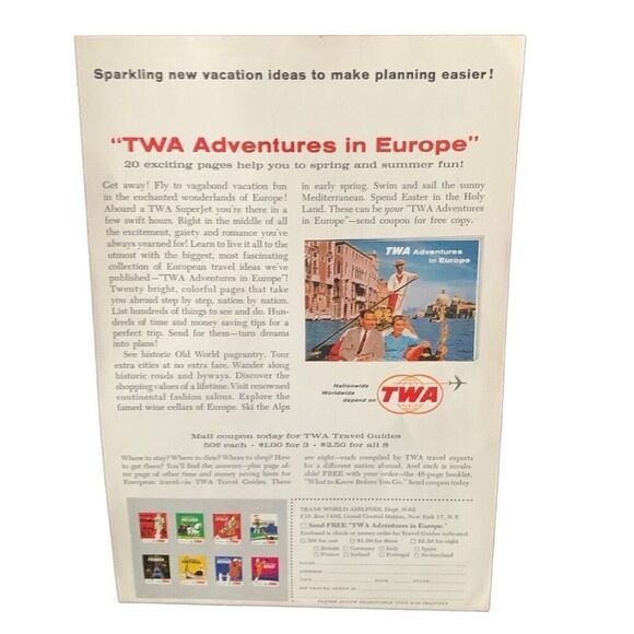 Vintage 1962 TWA Adventures in Europe Ad Advertisement - Picture 2 of 4